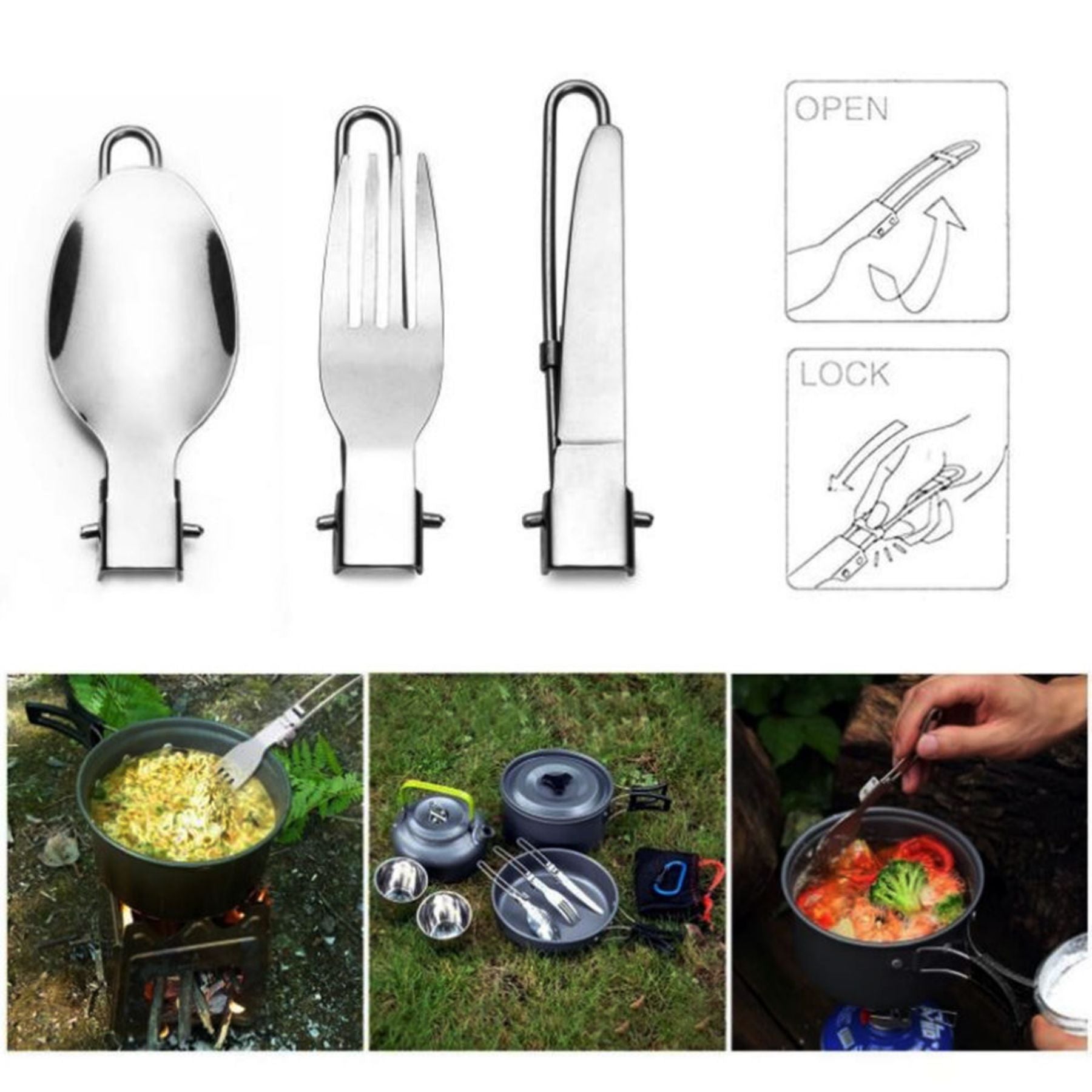 Camping Portable Folding Spoon Fork