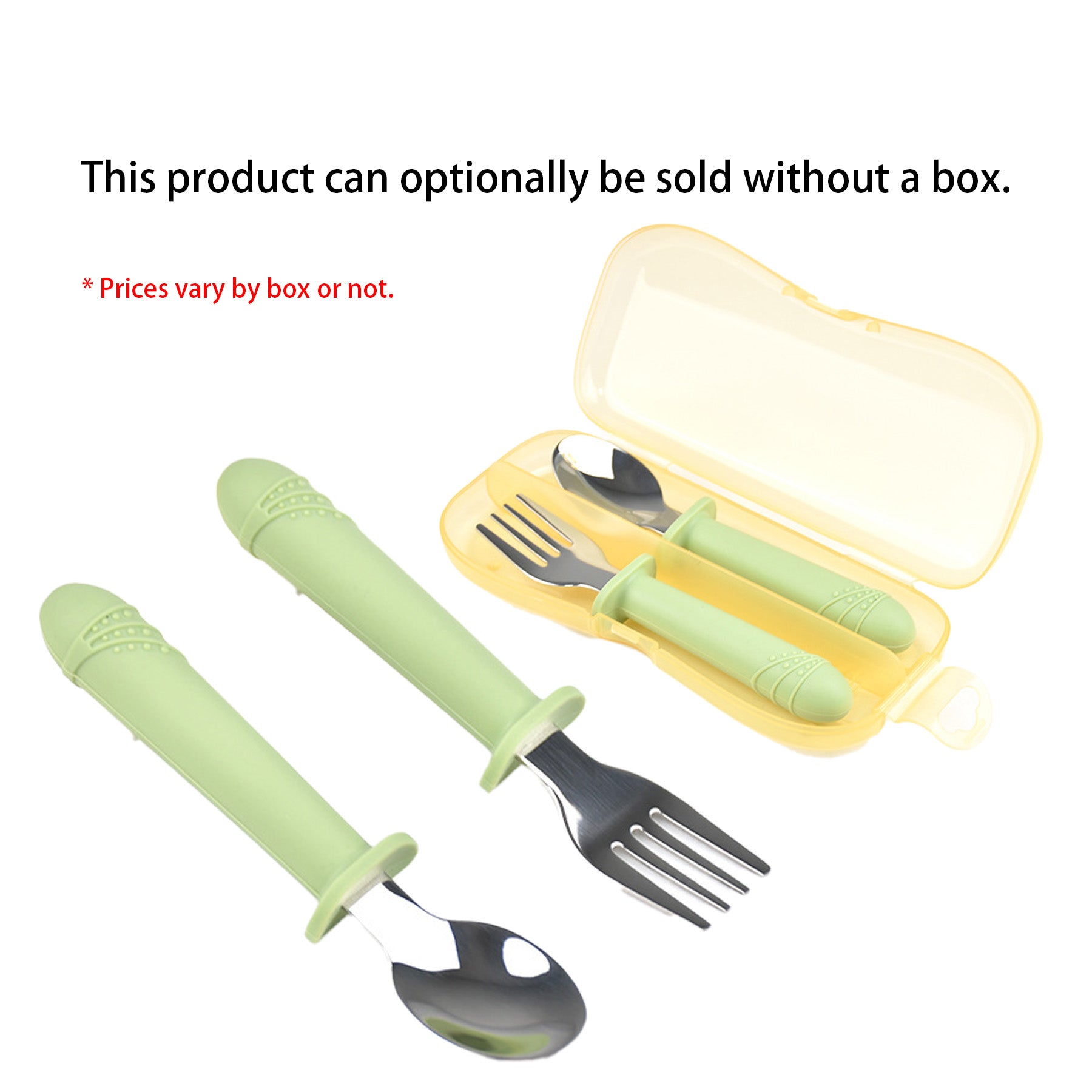 Fork And Spoon Set With Silicone Handle