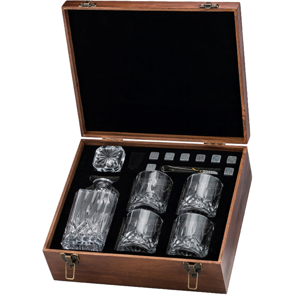 Whiskey Decanter Set-Wood Box
