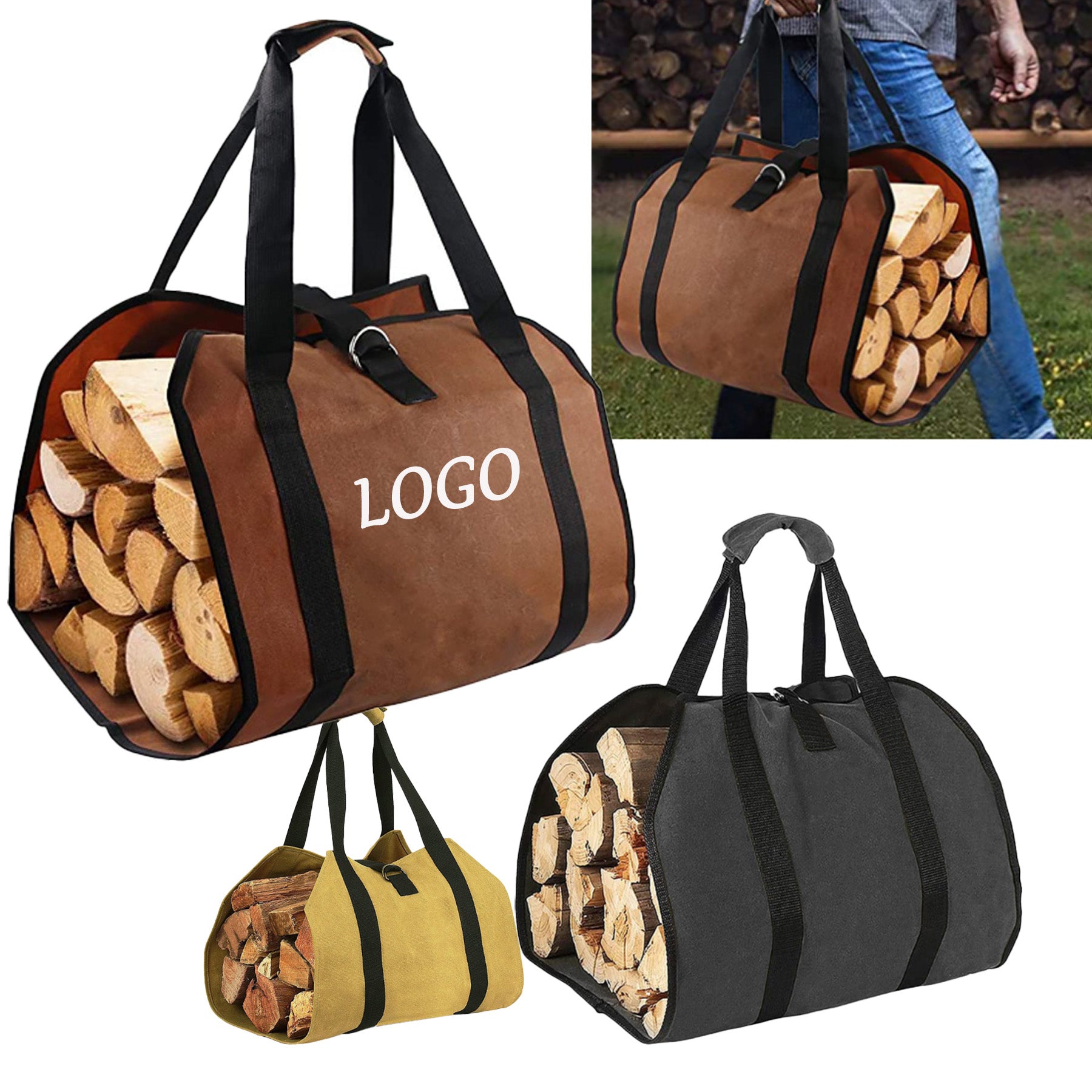 Outdoor Firewood Tote Durable Logging Bag