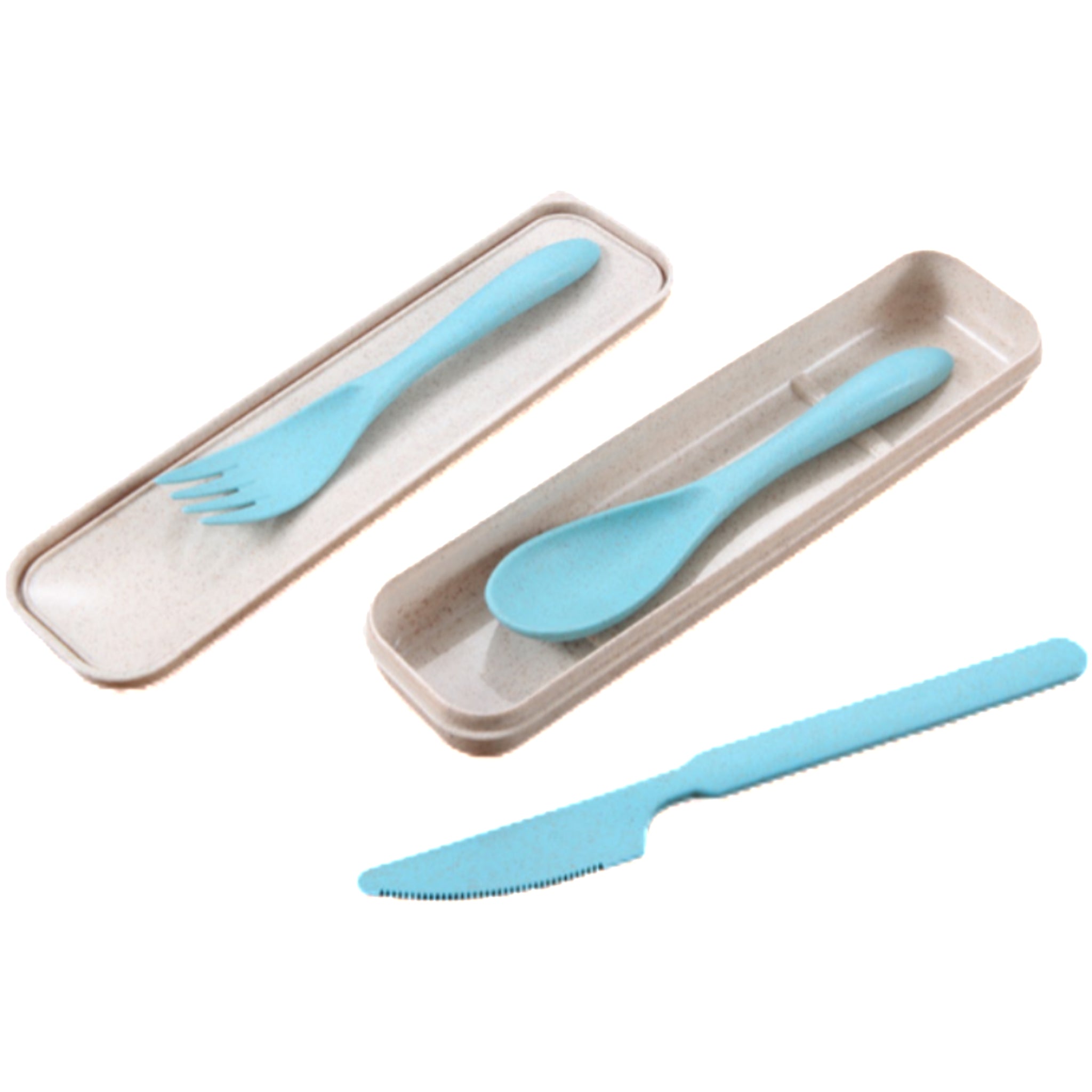 Three-piece Wheat Straw Cutlery Set (Fork, Knife and Spoon)