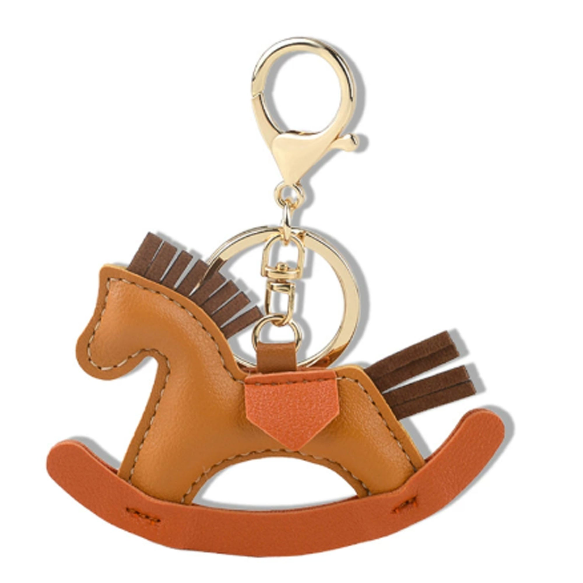 Handmade PU Leather Rocking Horse Keychain Cartoon Bag Charm