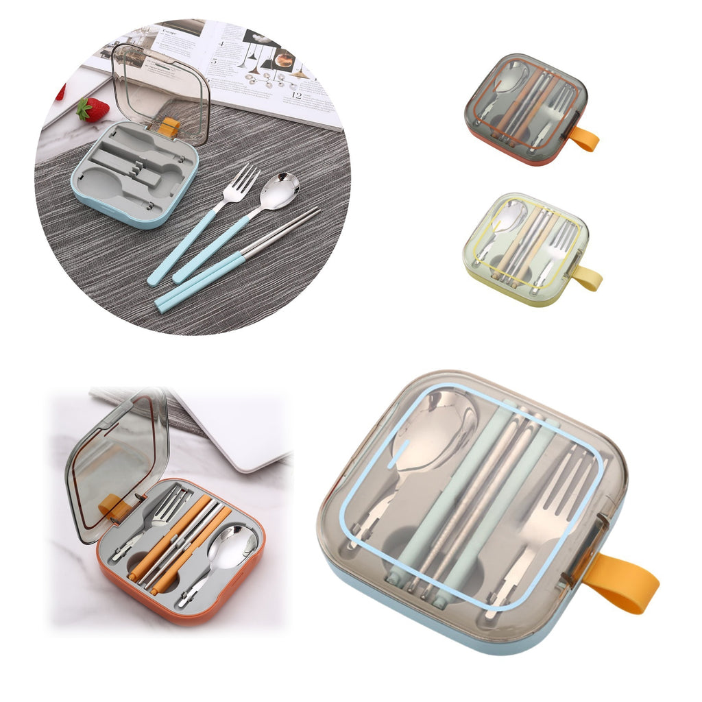 304 Stainless Steel Portable Three-piece Tableware Set