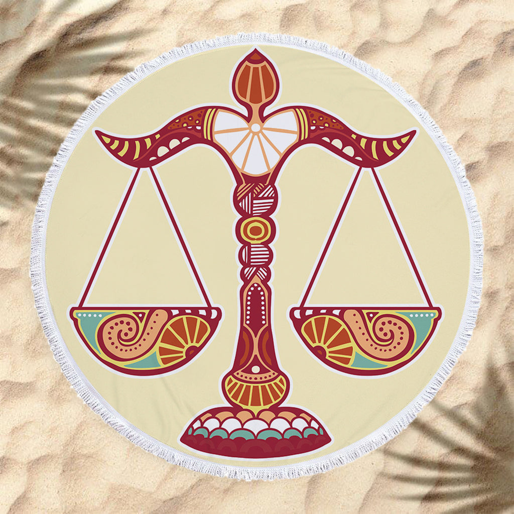 The Zodiac Printing Round Beach Towel With Tassels