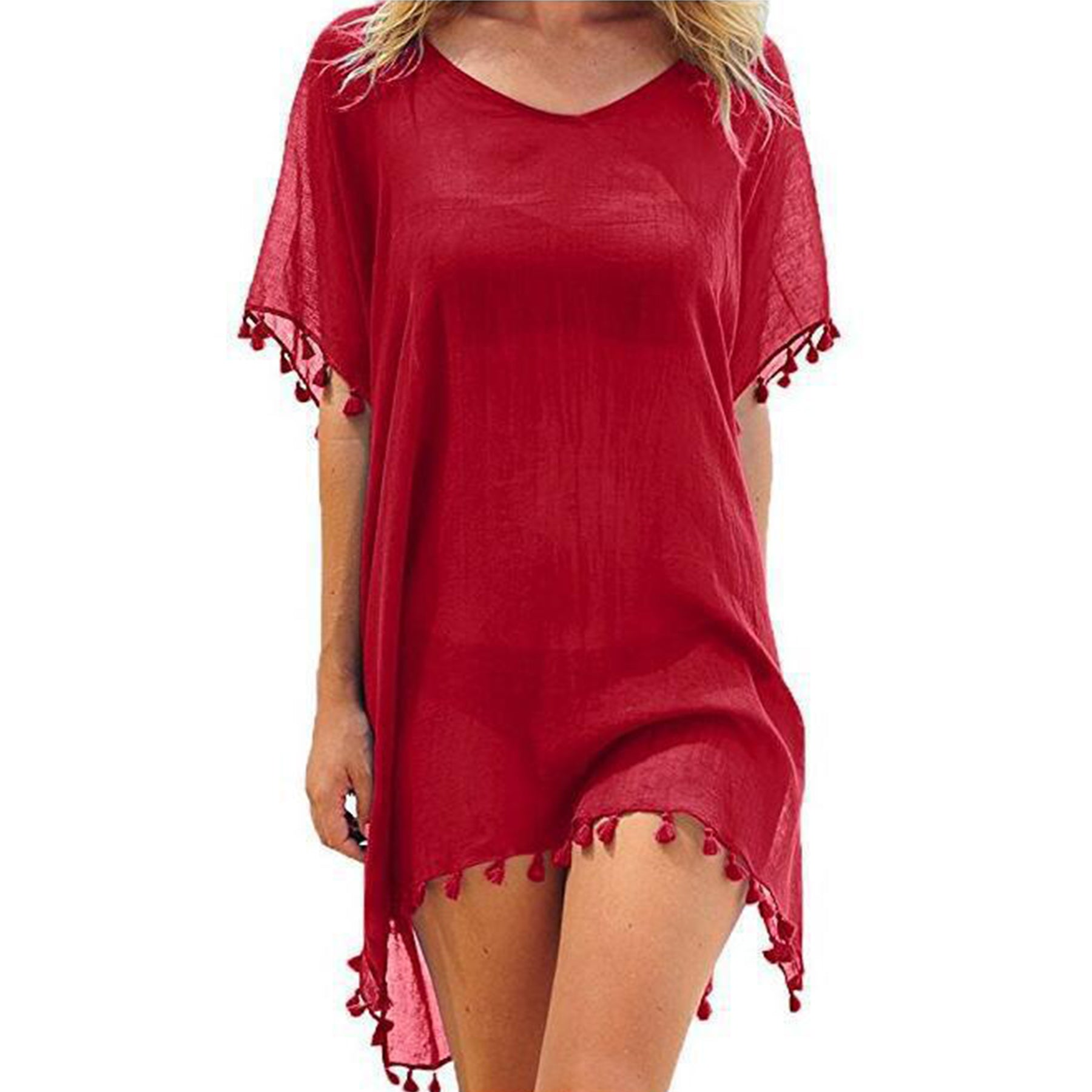 Round Neck Chiffon Fringe Dress Smock-Frock