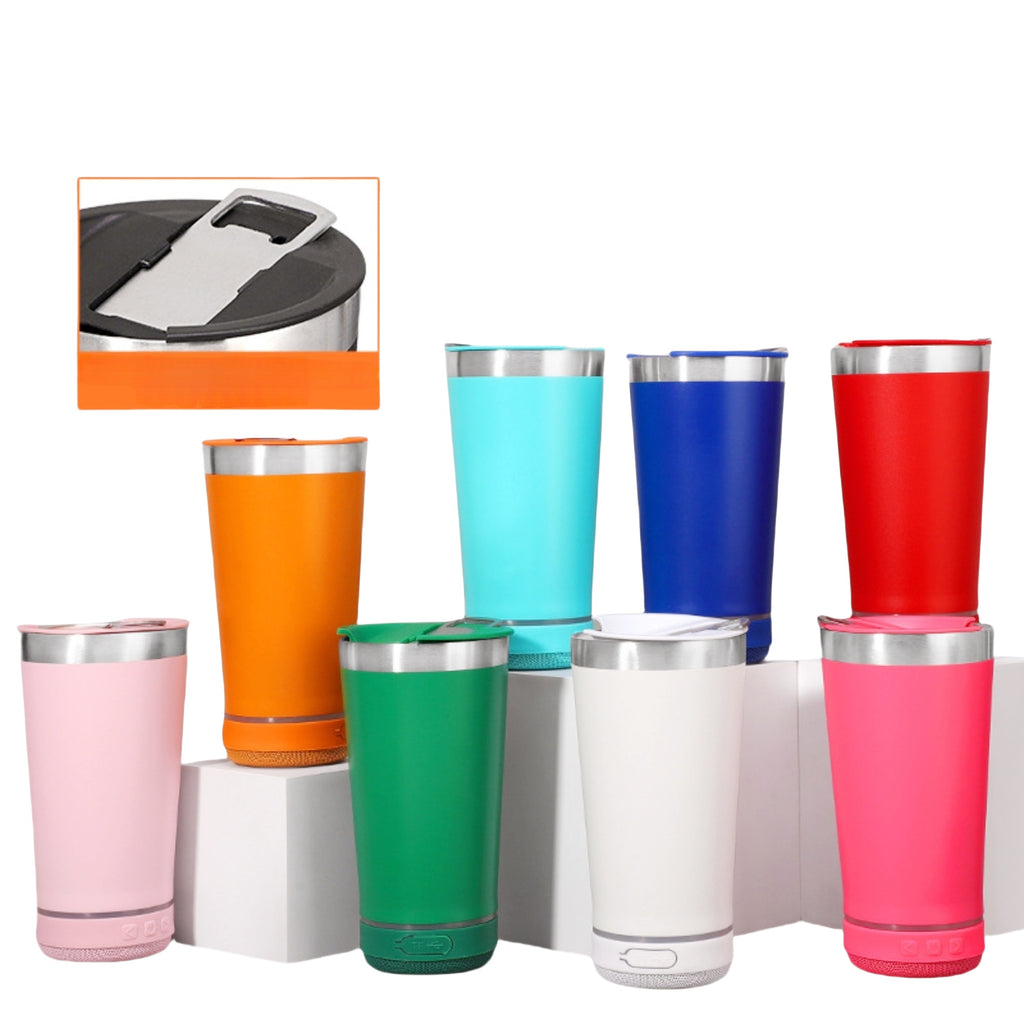 16 Oz Stainless Steel Tumbler With Speaker