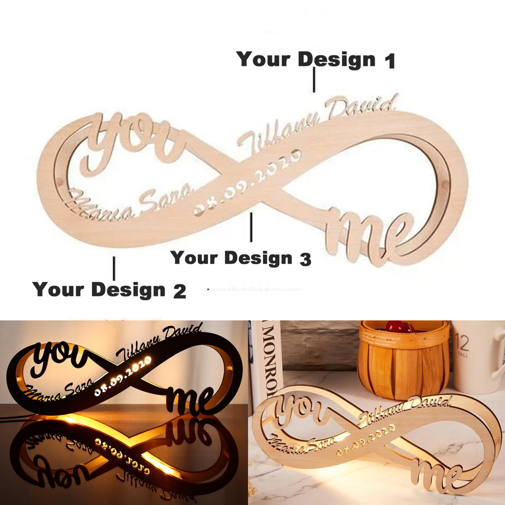 Personalized USB LED Night Light Custom Wooden Wall Lamp