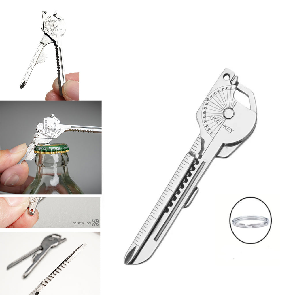 Tool Set Small Knife Bottle Opener Eight in One Keychain