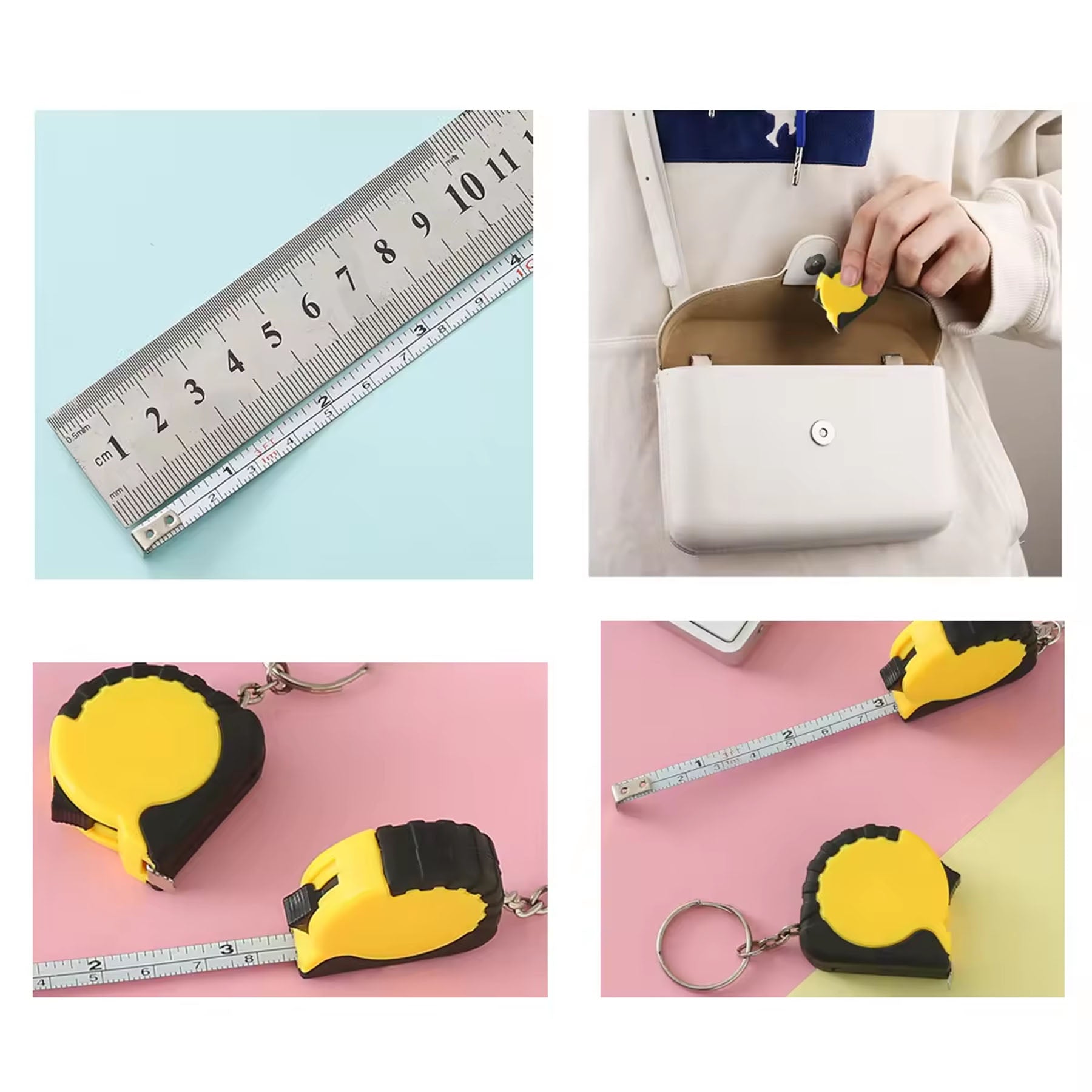 Mini Retractable Tape Measure Keychain