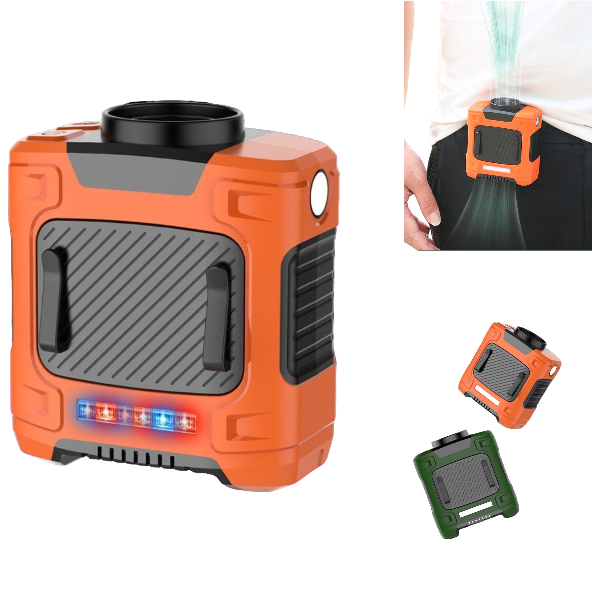Wearable Waist Fan Outdoor Rechg Flashlight Long Last