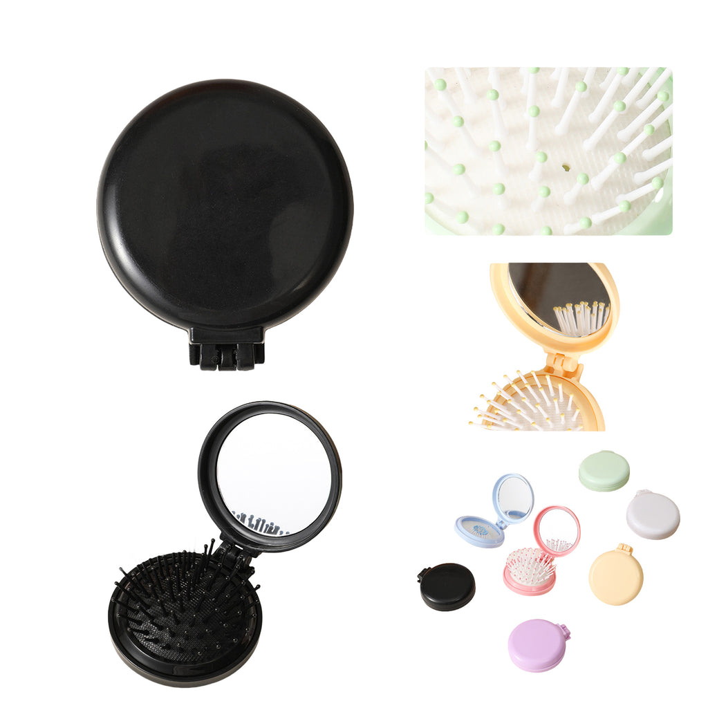 Foldable Cute Mini Round Airbag Mirror-Comb Set