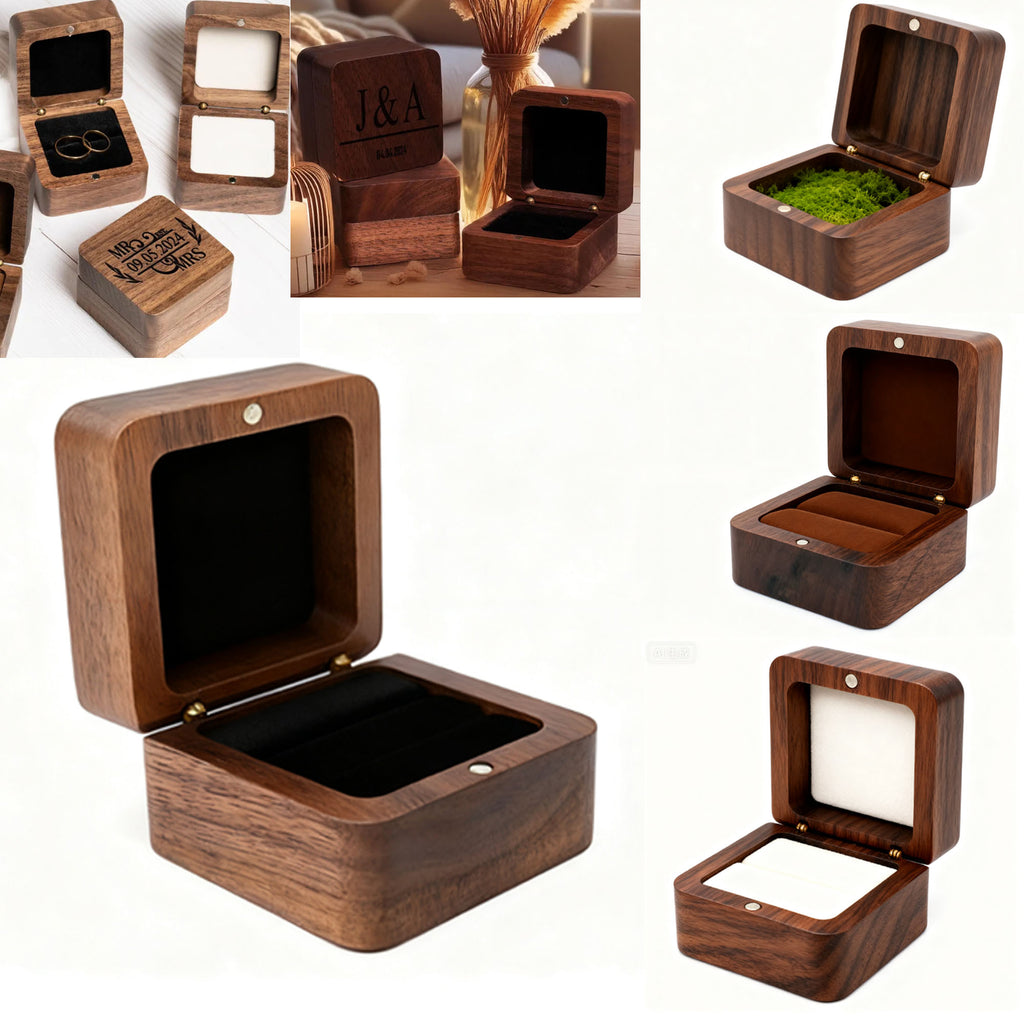 Custom Engraved Natural Wooden Jewelry Box