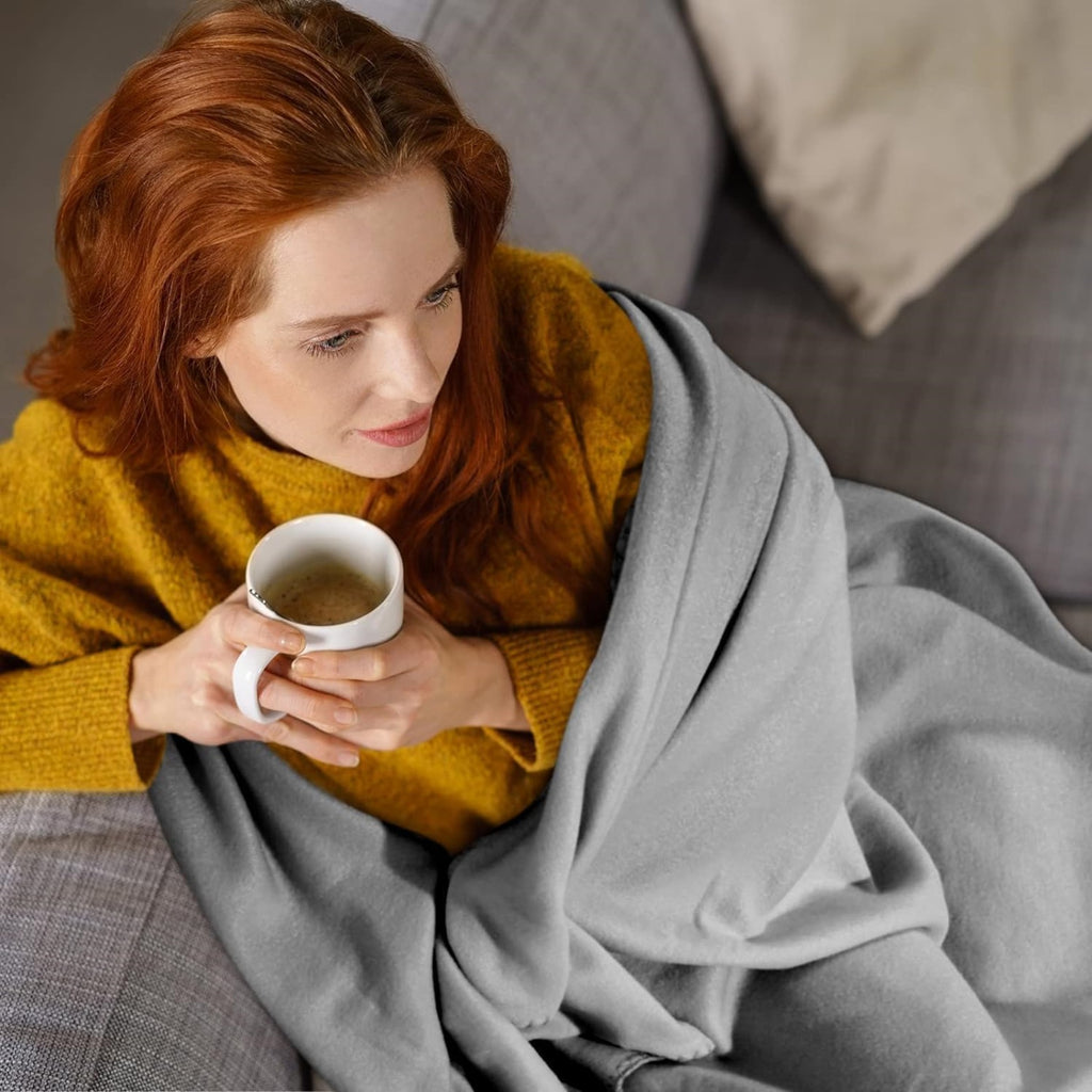 Soft Solid Color Double Sided Wool Blanket Hypoallergenic