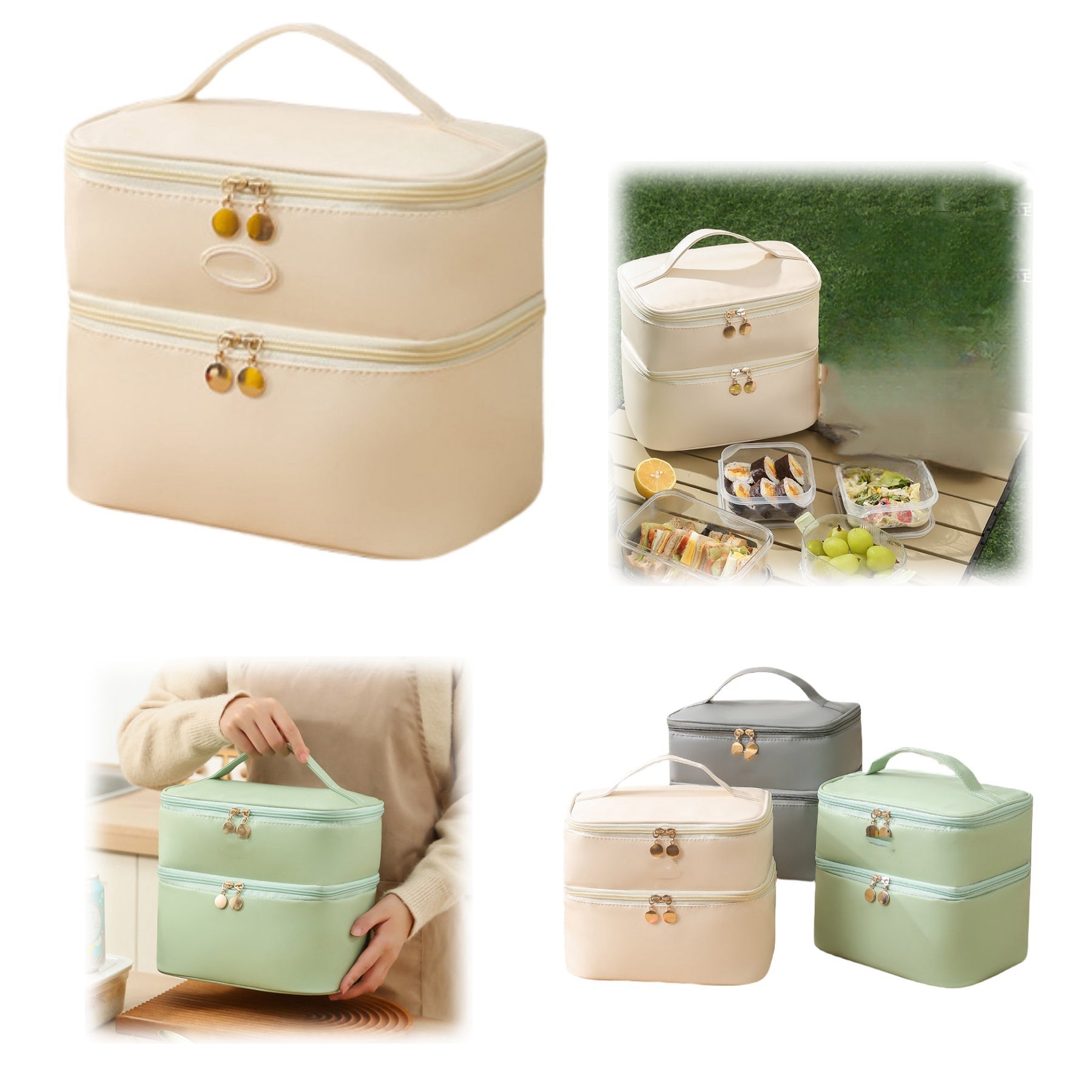 Double - Layer Insulated Lunch Bag