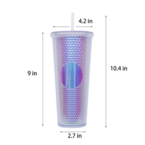 24 Oz Studded Tumbler With Lid And Straw