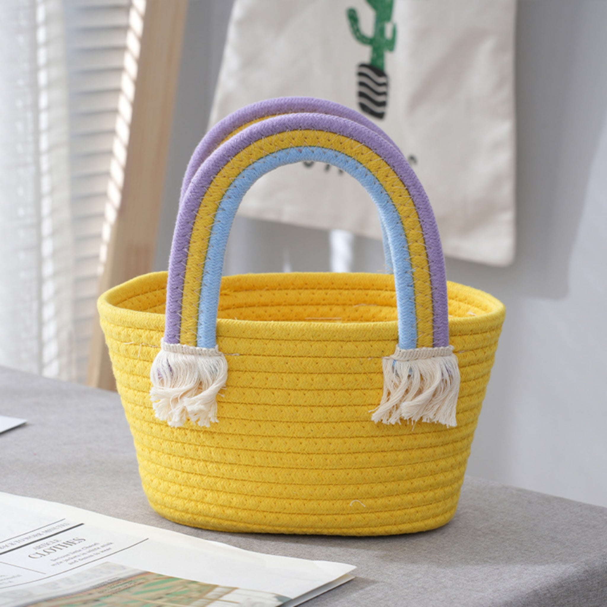 Pastel Rainbow Macrame Bag Handmade Cotton Bridal Favor