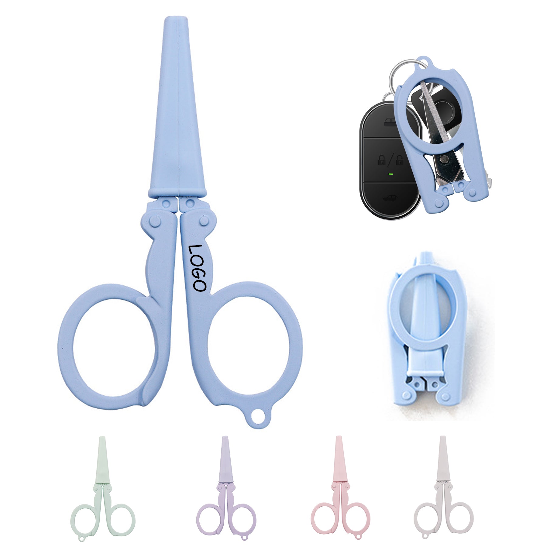 Mini Folding Stainless Steel Scissors With Keyring Hole