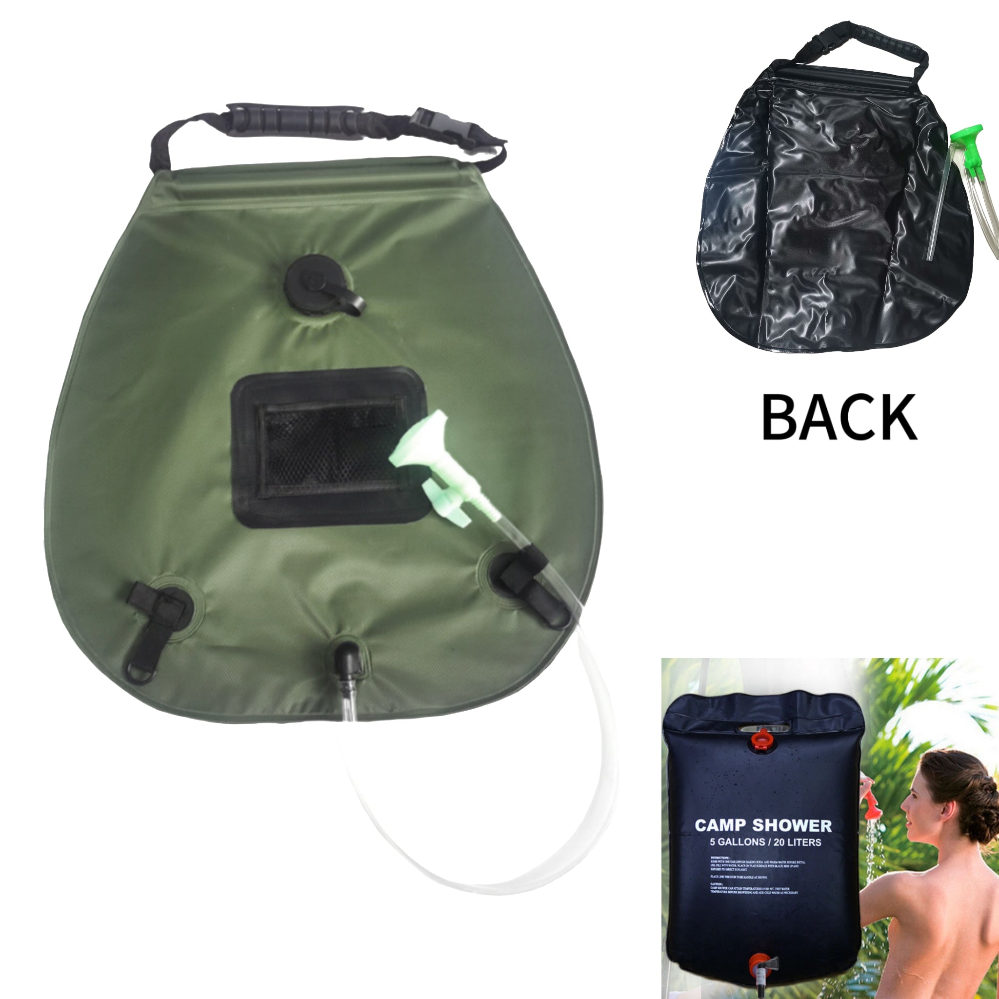 Portable Solar Shower Heated 5-Gallon Emergency