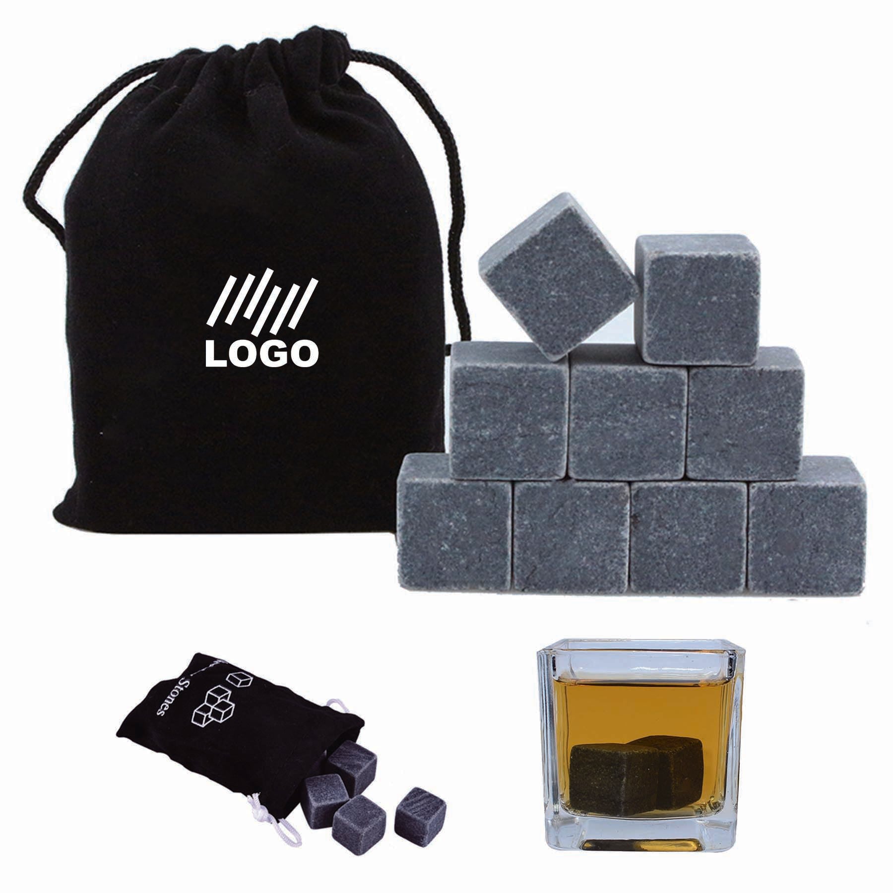 Set Of 9 Grey Beverage Chilling Stones