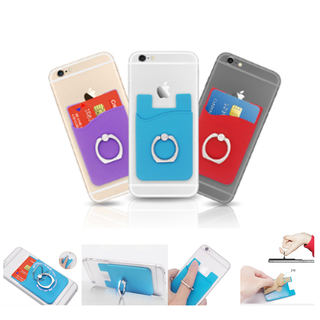 Silicone Card Holder With Metal Ring Phone Stand
