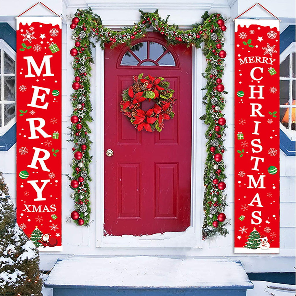 Christmas Door Decorations Xmas Porch Banner Hanging Banners Couplet