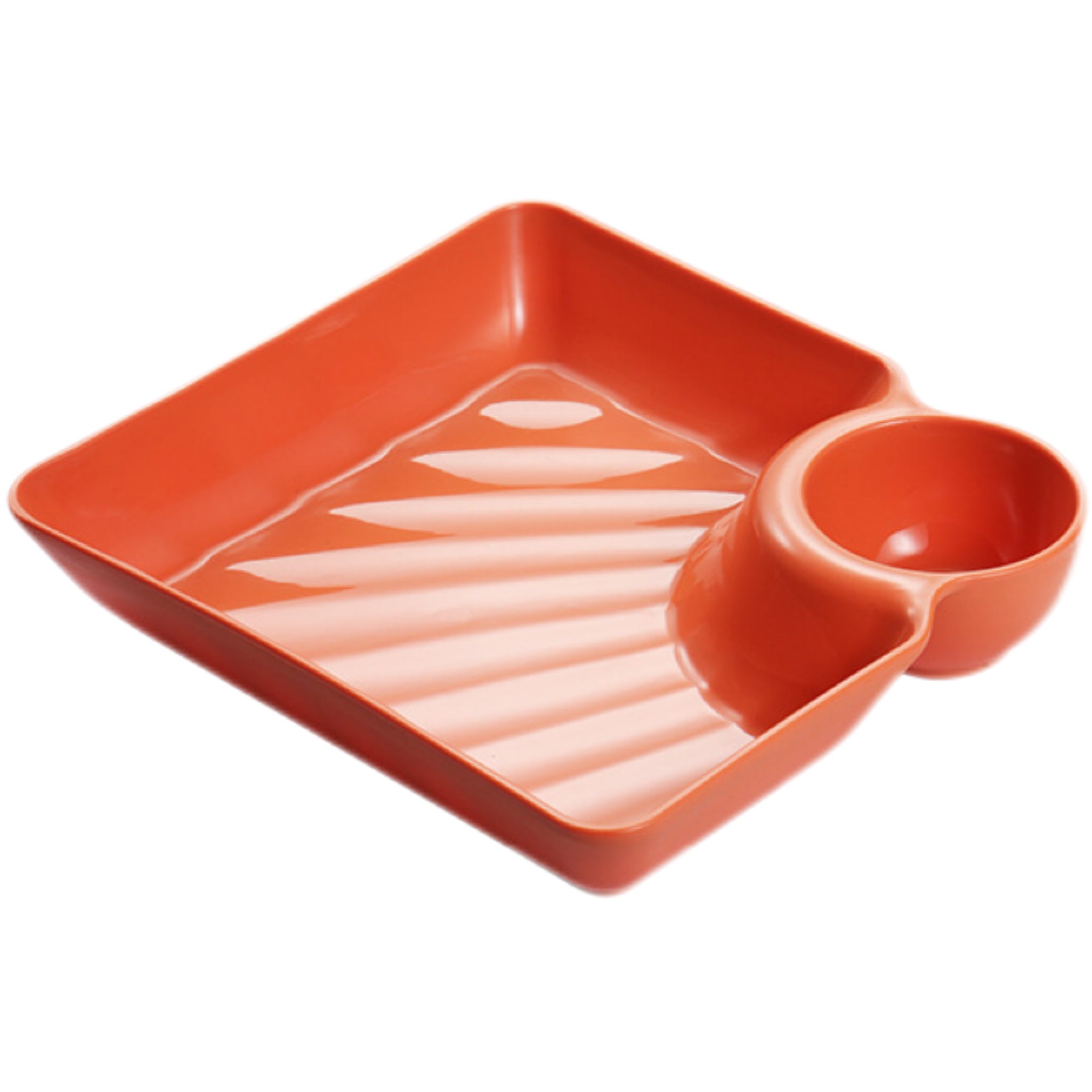Plastic Snack Tray With Built-In Dip Bowl