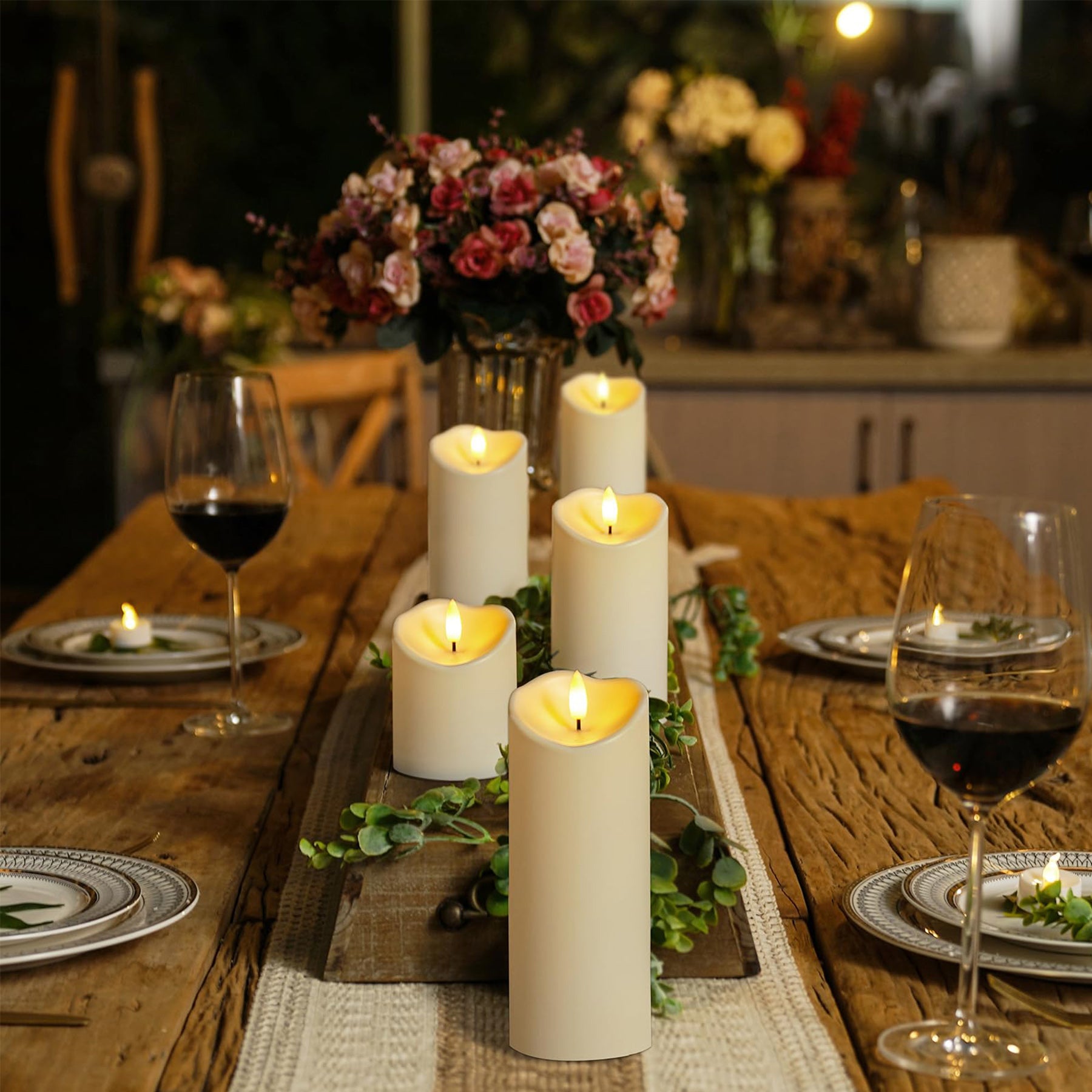 USB Flameless Swing LED Lights Candles With 10-Key Remotes