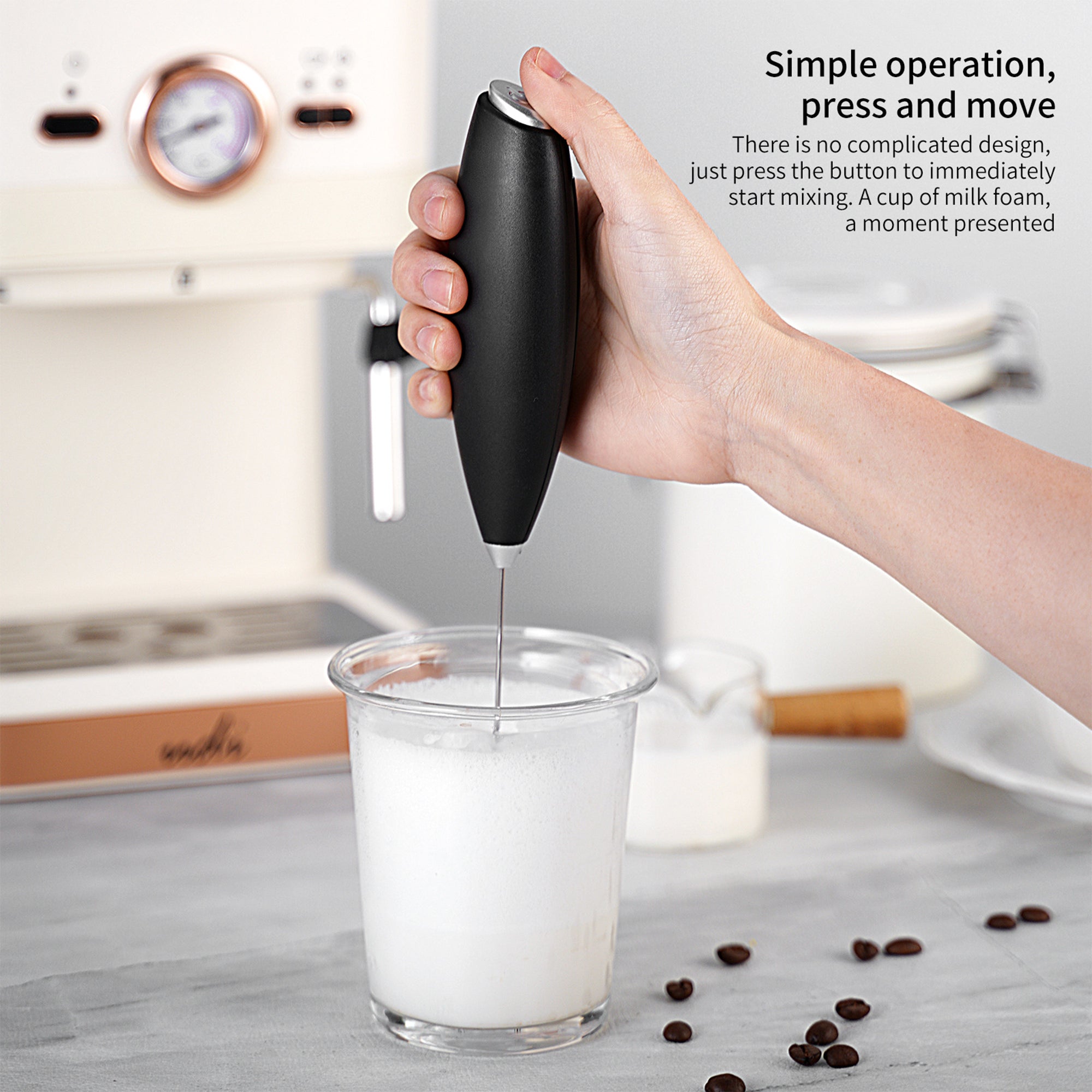 FoamMaster Electric Milk Frother/Fast Handheld Drink Mixer