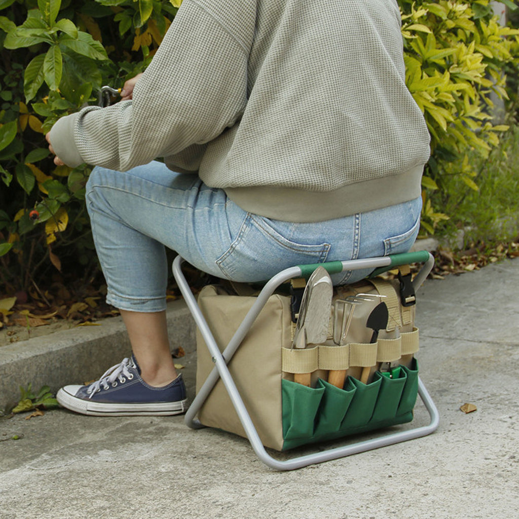 Folding Garden Stool With Detachable Tote