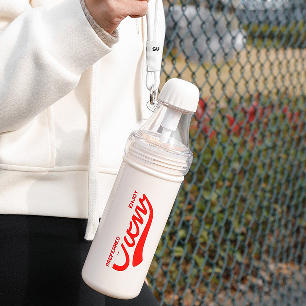 22oz Removable Plastic Sports Bottle With Straw And Handle