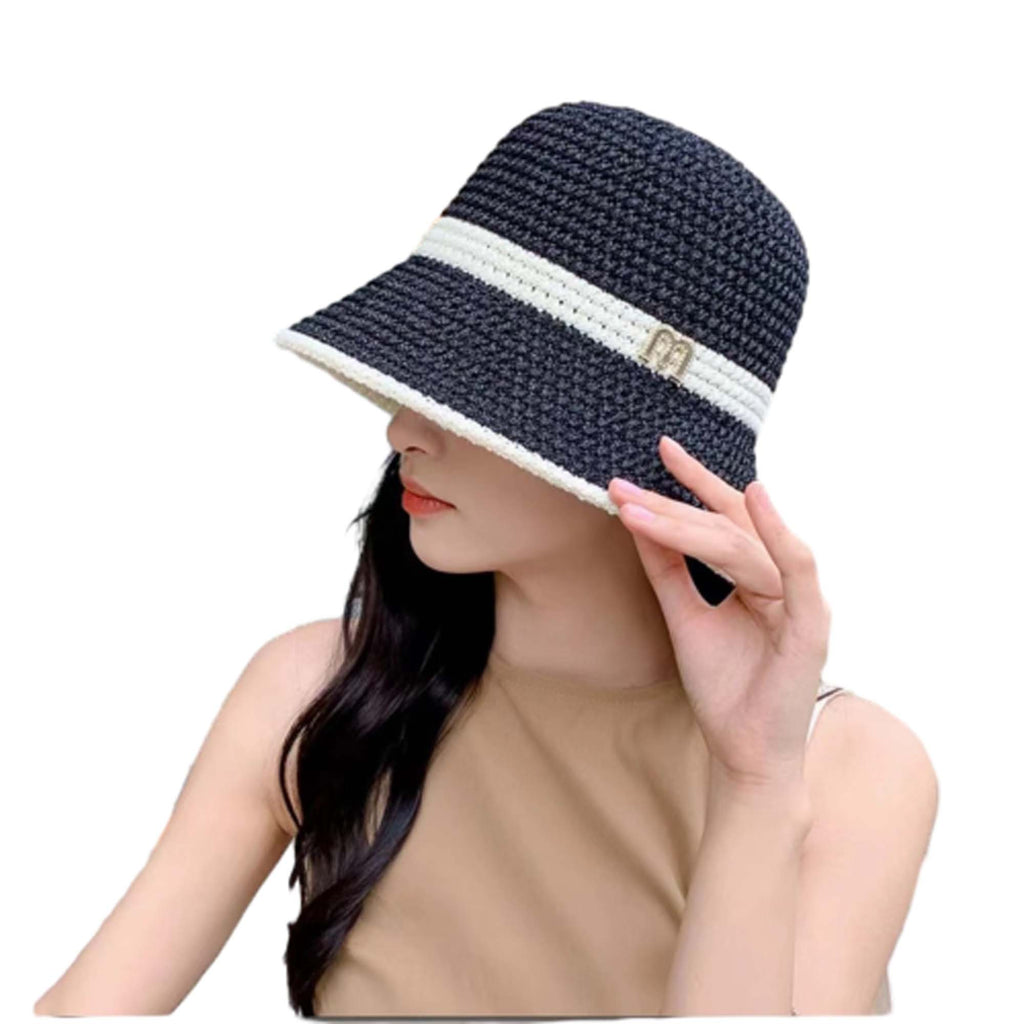 Letter Decor Women Sun Protection Fashionable Bucket Hat