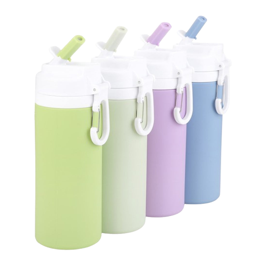 Silicone Collapsible Straw Water Bottle