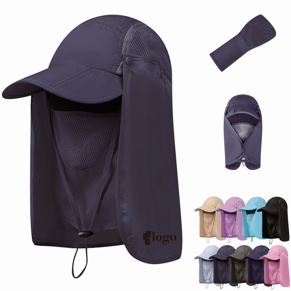 Foldable Sun Cap With Face Mask Neck Flap