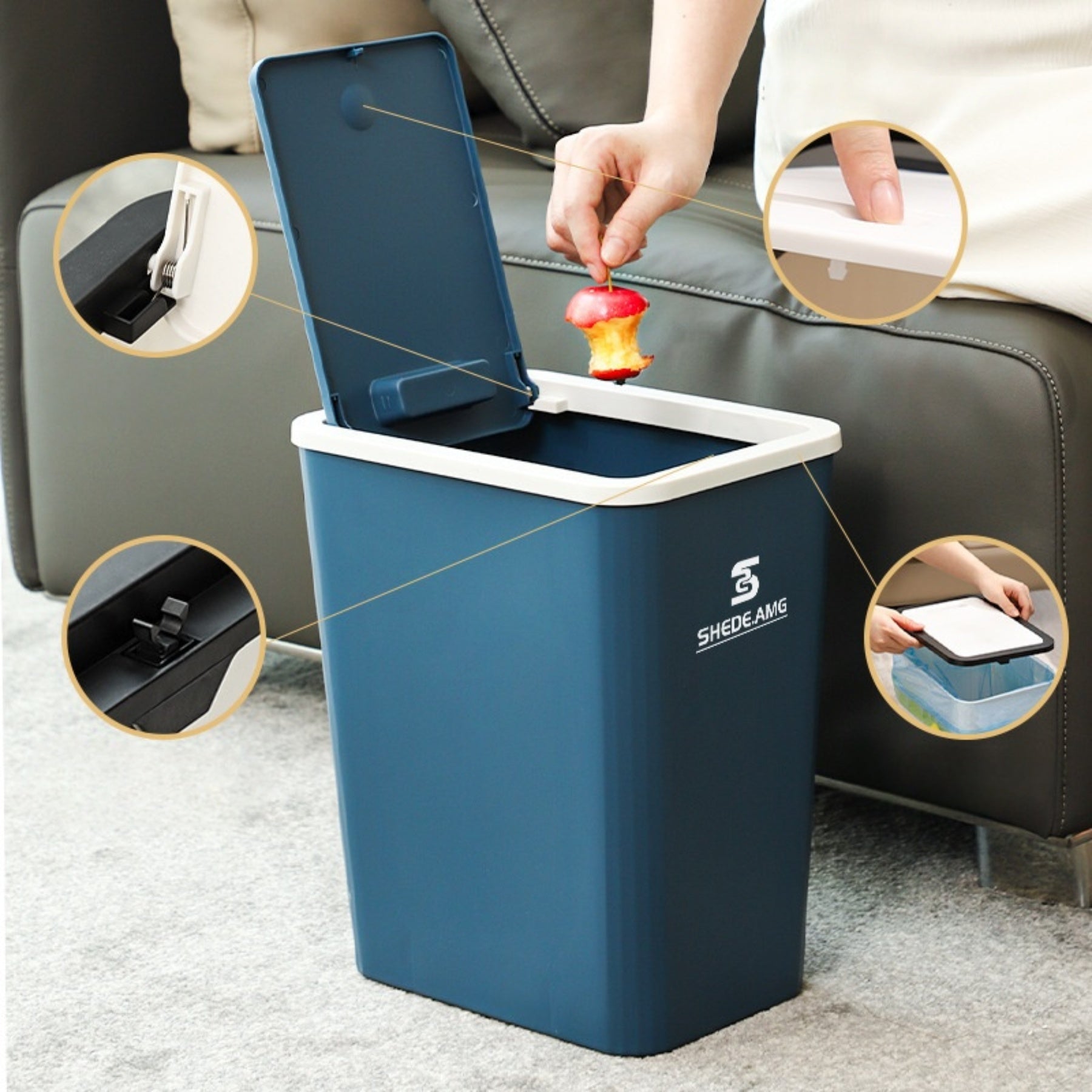 Flip-Top Household Trash Can