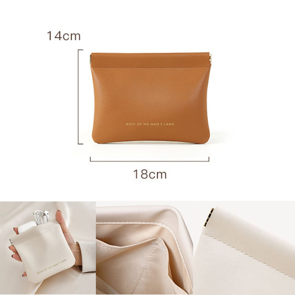 Portable Leather Shrapnel Makeup Bag