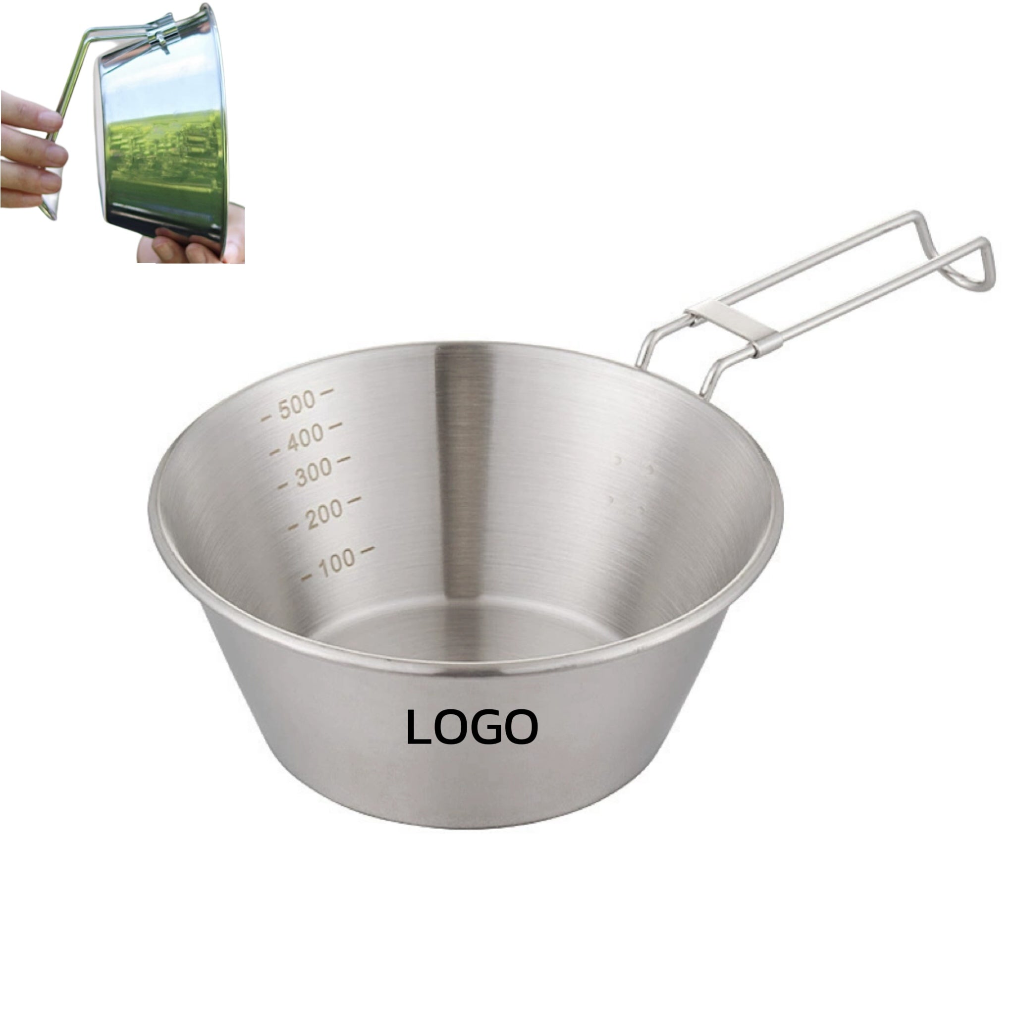 Foldable Handle Stainless Steel Bowl