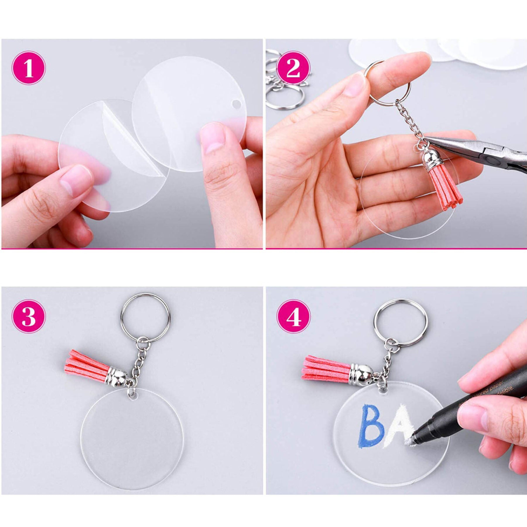 120Pcs Acrylic Keychain Blanks For Vinyl Kit