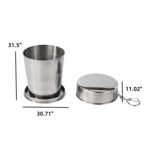 8.5 Oz Foldable Stainless Steel Cup With Key Chain
