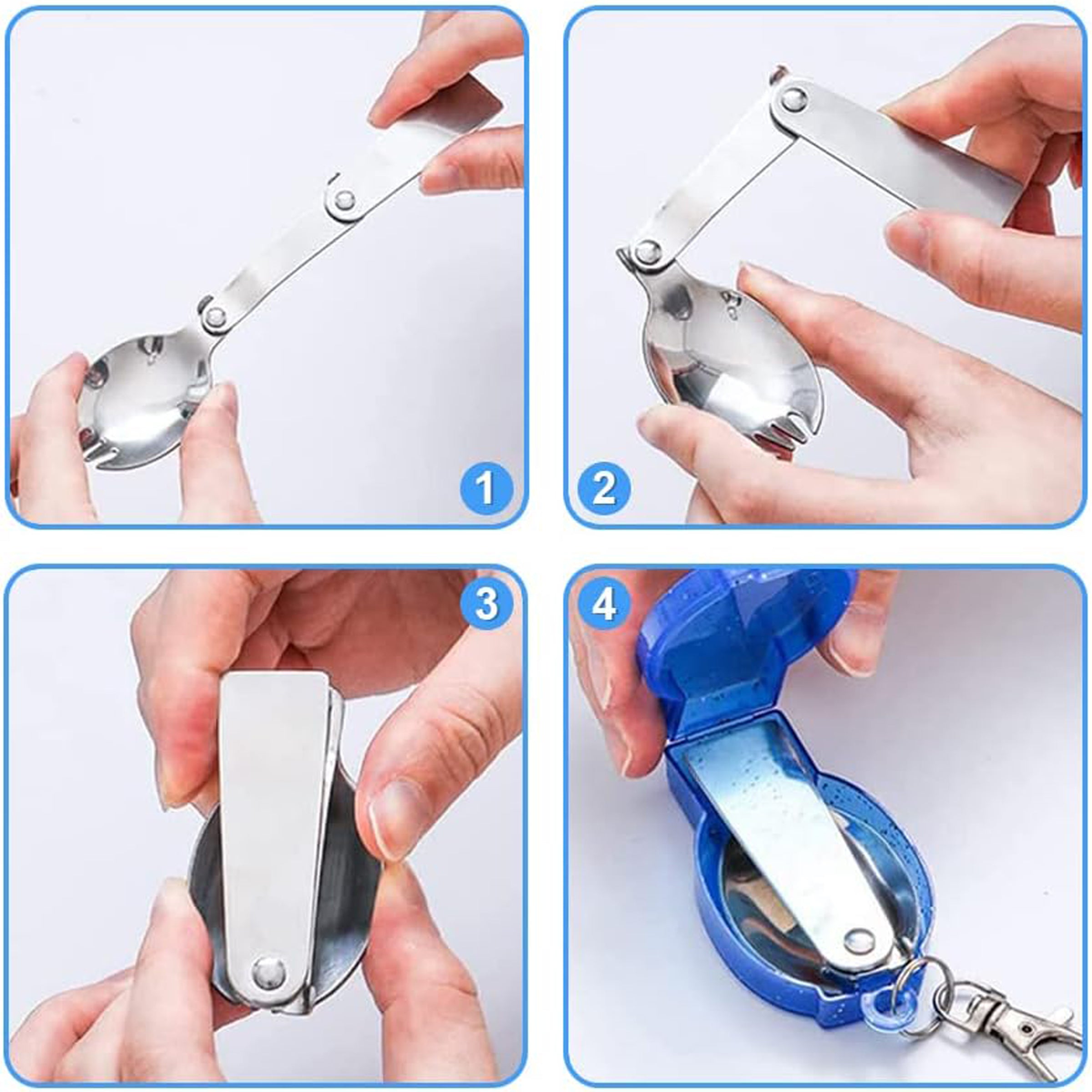 Folding Spoon Fork With Plastic Case