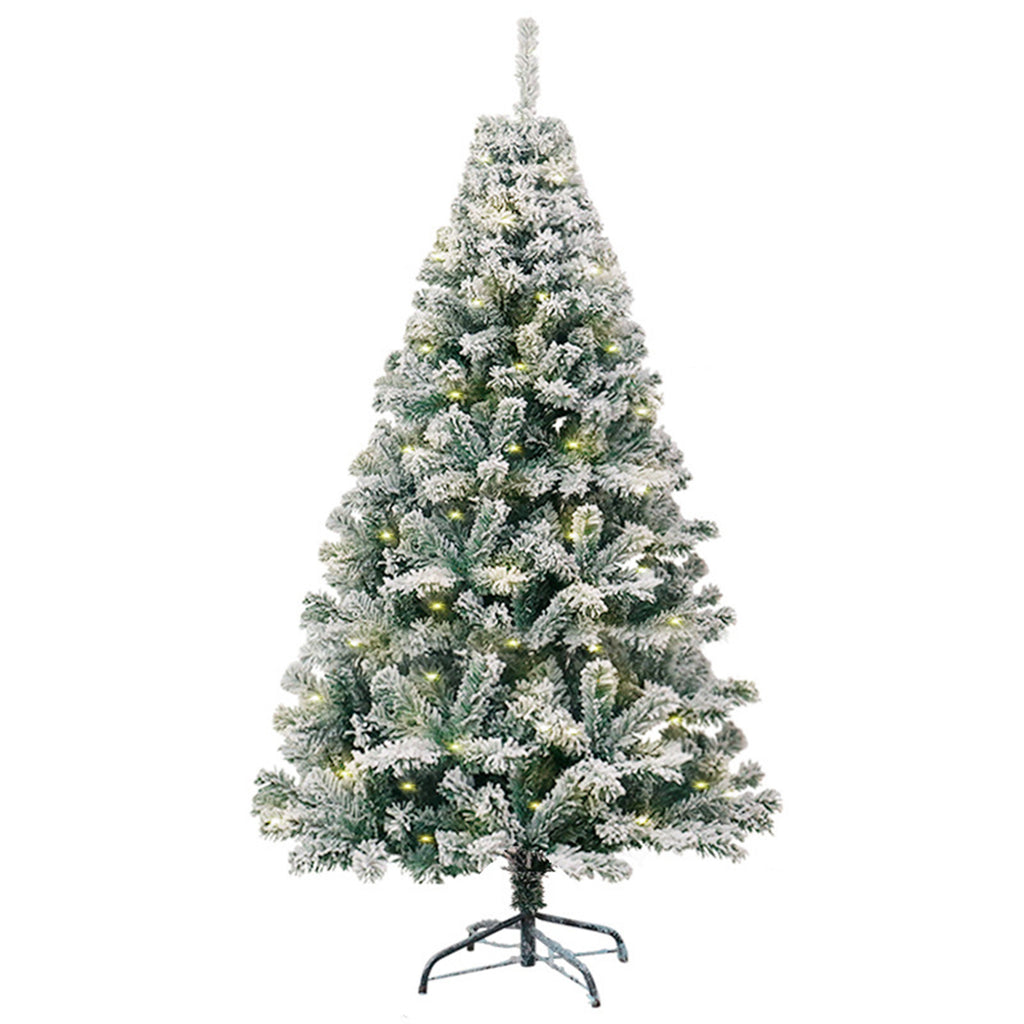 6Ft Flocked Artificial Christmas Tree With Led Light