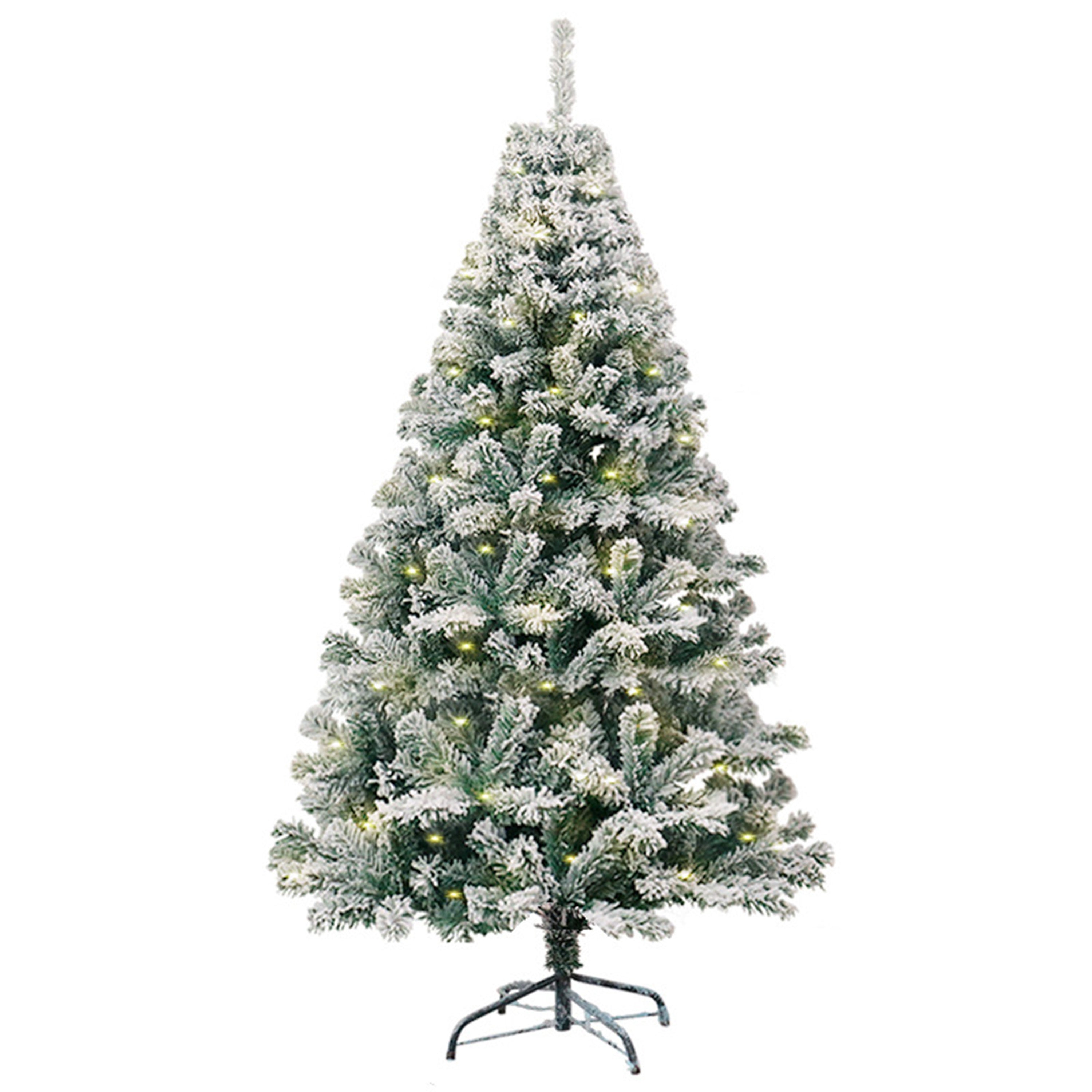 6Ft Flocked Artificial Christmas Tree With Led Light