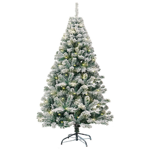 6Ft Flocked Artificial Christmas Tree With Led Light