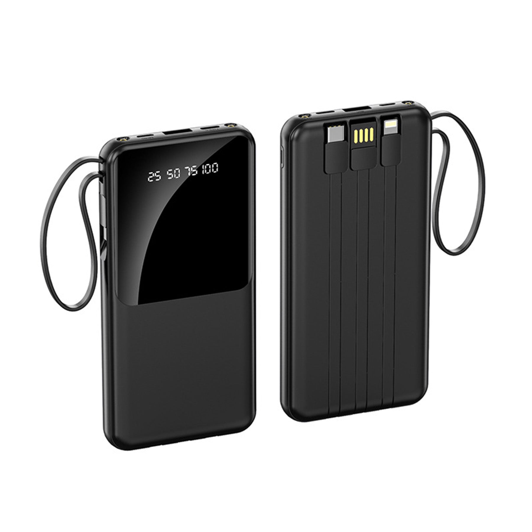 10000mAh Power Bank With Built-In Cables