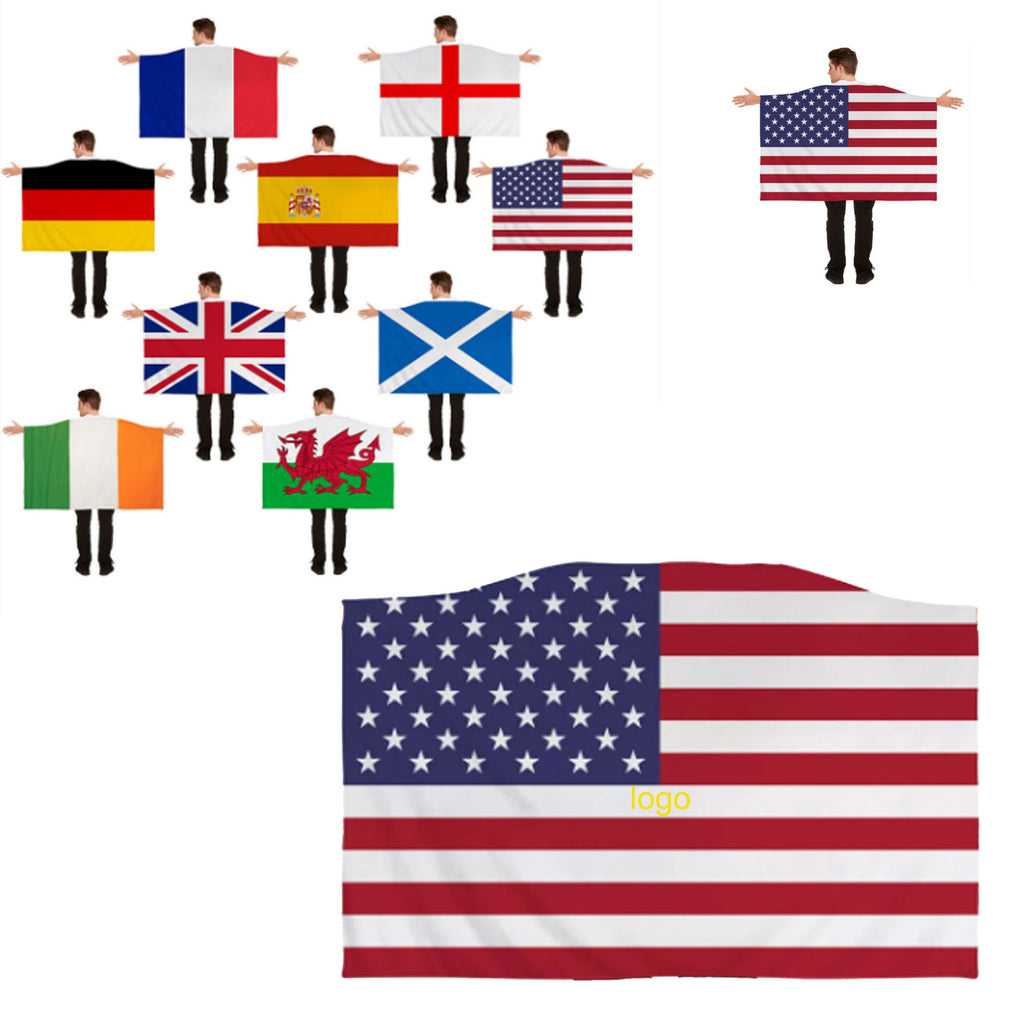 Custom World Cup Polyester Fan Cape National Flag Shawl