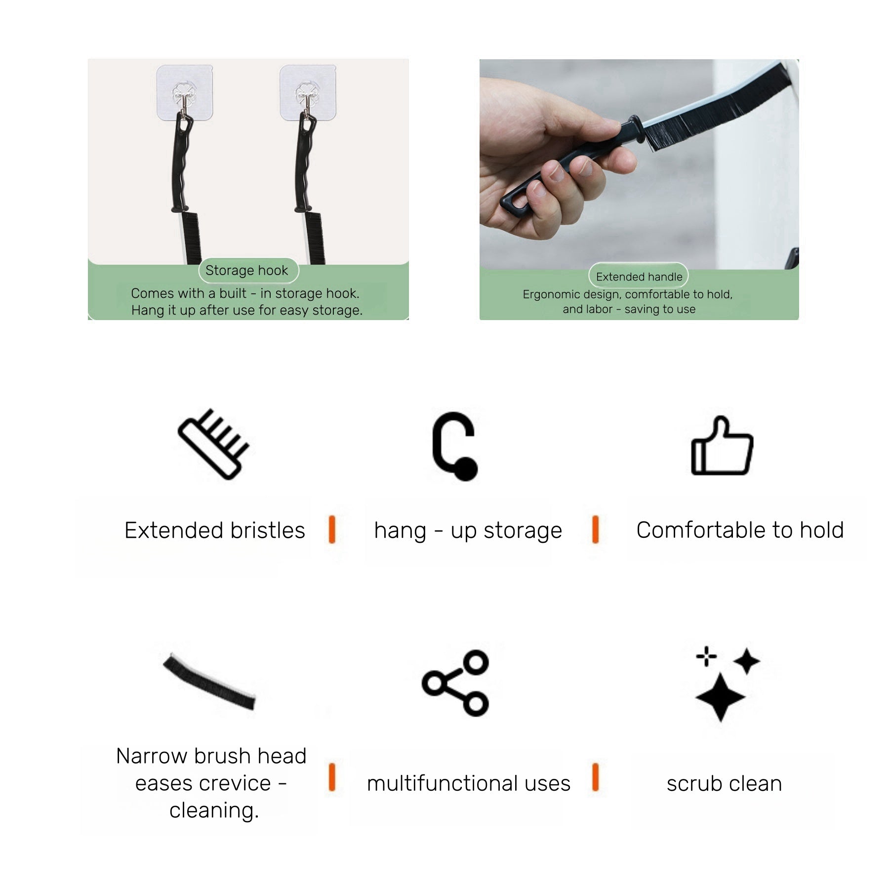Hard Bristle Crevice Cleaning Brush