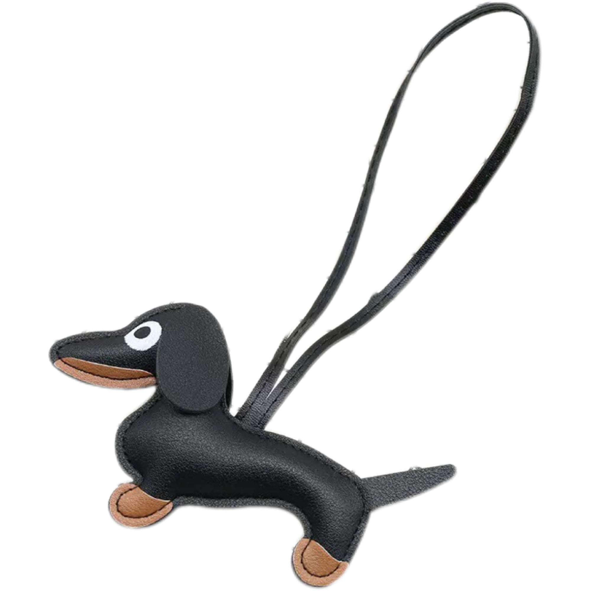 PU Leather Dachshund Keychain Bag Charm Car Ornament