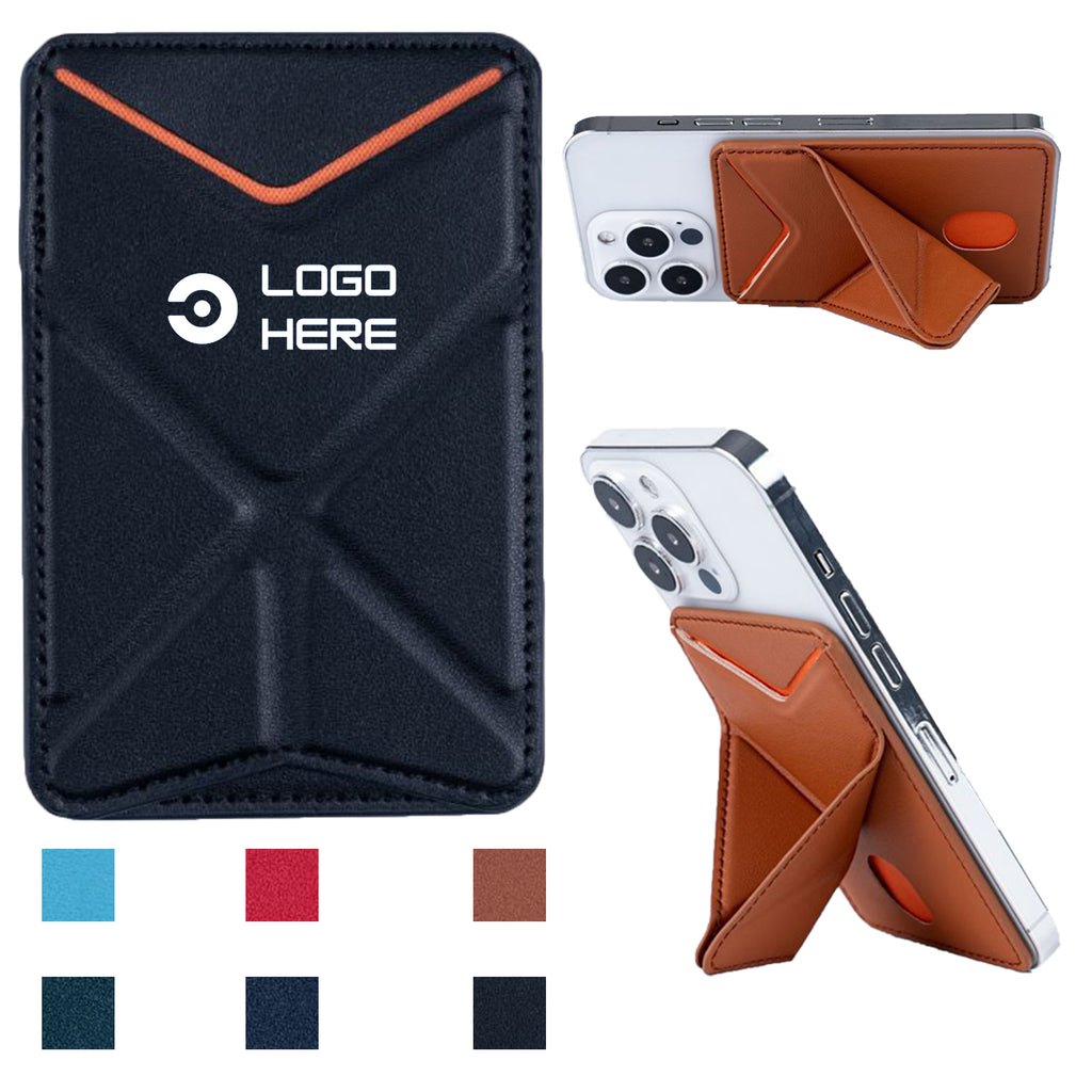 Foldable Leather Magnetic Cardholder Stand