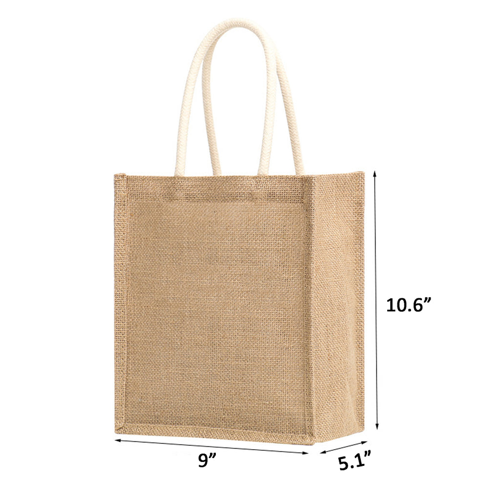 Jute Tote Bag W/ Cotton Handle