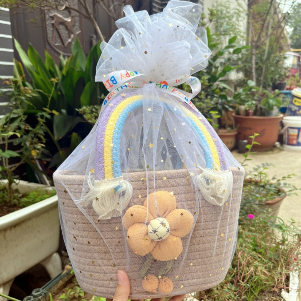 Rainbow Woven Baby Shower Keepsake Gift Basket