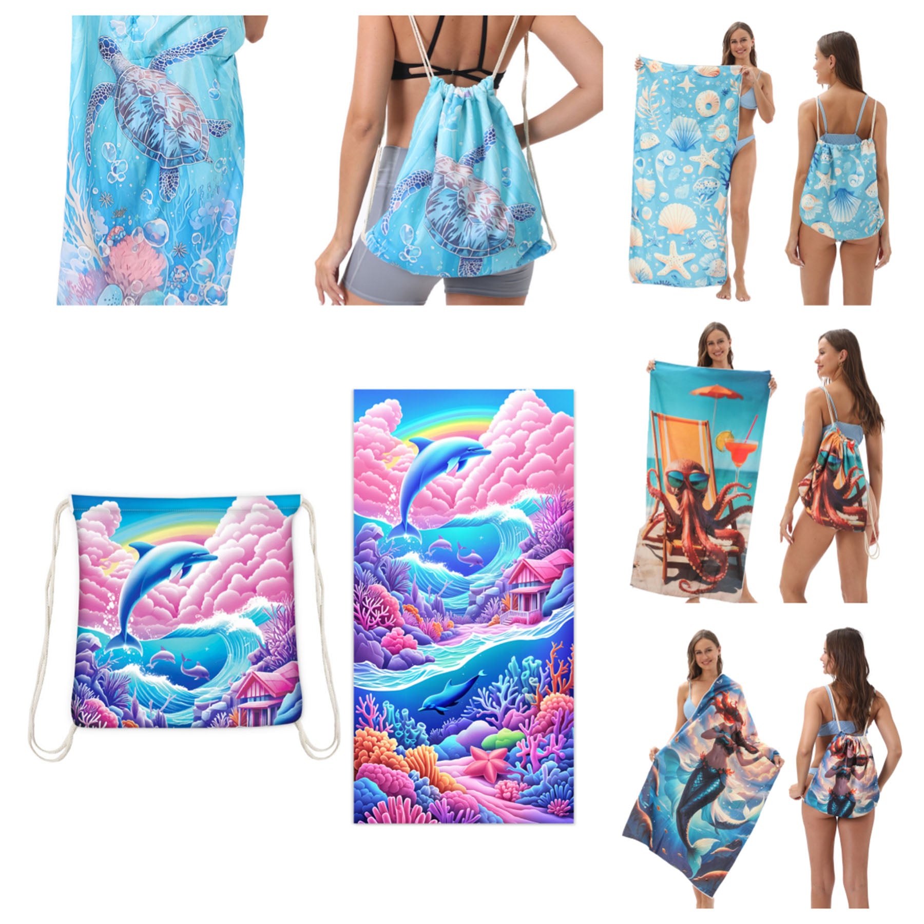 All In One Beach Towel Pouch